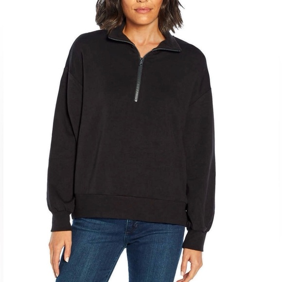 Three Dots Sweaters - Three Dots Ladies' Quarter Zip Pullover, Black S